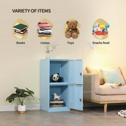 Casillero de almacenamiento vertical metálico de 2 puertas para habitación de niños, escuela, oficina, hogar, apilable, de acero, para juguetes y equipo deportivo, dispositivo antivuelco (2D,