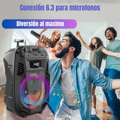 LINK BITS BM15013K Bocina Bluetooth Grande 15 Pulgadas, Recargable Altavoces Speaker Control y micrófono, bafle Super Buffer Karaoke para Fiesta con Luz Led
