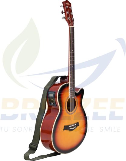 BREEZEE Guitarra Electroacústica de 40” Diseñada sobre Abeto, Merbau, Okume y Palisandro. Acabado de Barniz en Pulverización, Incluye Set de Accesorios Completo para Principiante