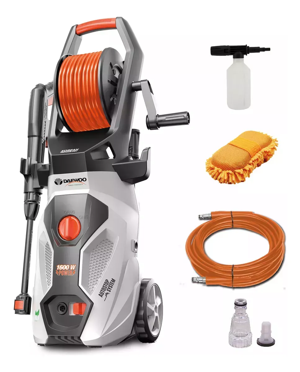 Hidrolavadora Eléctrica Daewoo 1600w 135bar 220v Accesorios Color Negro/Naranja Frecuencia 50Hz