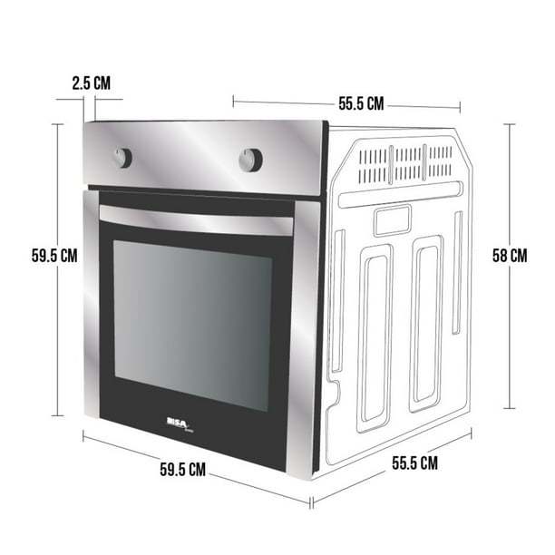 Combo Parrilla a Gas 4 Quemadores Acero Inox, Campana Cristal 60 cm y Horno a Gas LP para Empotrar 60 cm Acero Inox. Disa Home PAEM4/CAMPC60C/HGEMP24AI