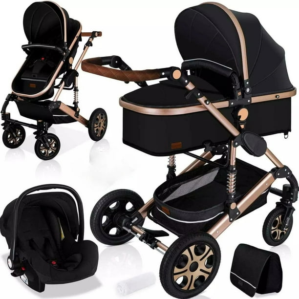Cochecito de bebé 3 en 1 multifuncional Absorción de impactos Carro para recién nacidos Puede sentarse o acostarse Cochecito de bebé de lujo con paisaje alto ShopWise Round