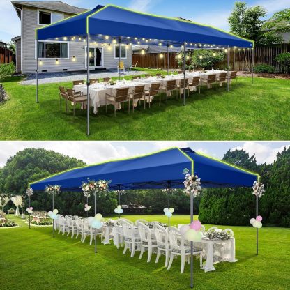 COBIZI - Tienda de campaña desplegable de 10 x 20 Pulgadas, Tienda de campaña instantánea Comercial para Bodas, Fiestas con 3 Altura Ajustable, toldo Ez Up para Exteriores, Impermeable, UPF50+ con