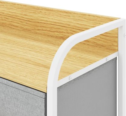 MU:4LIFE Cómoda De 5 Cajones Almacenamiento para Hogar Y Oficina, Organizador Cajonera De Estructura Metal y Cajones De Tela Lino Poliéster y Tela No Tejida (Gris Claro)