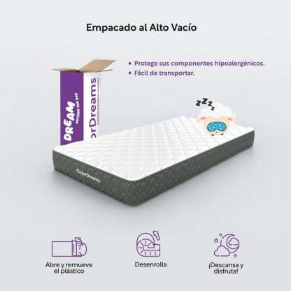 Colchón Individual En Caja Essential 100x190x18 cm Memory Foam Hipoalergénico ColorDreams blanco 1 ColorDreams Premium Memory Foam