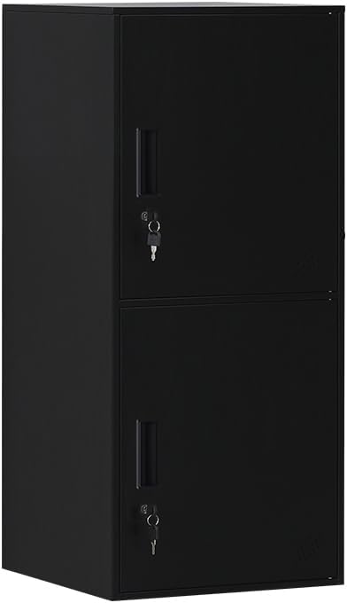 Casillero de almacenamiento vertical metálico de 2 puertas para habitación de niños, escuela, oficina, hogar, apilable, de acero, para juguetes y equipo deportivo, dispositivo antivuelco (2D,