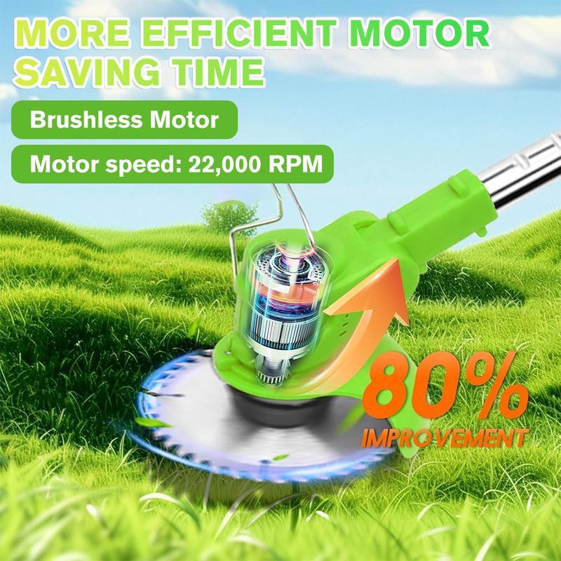 Desbrozadora inalámbrica con 2 baterías, recortadora de césped eléctrica, altura ajustable, cabezal giratorio de 90°, bordeadora de césped ligera, ideas de regalo perfectas