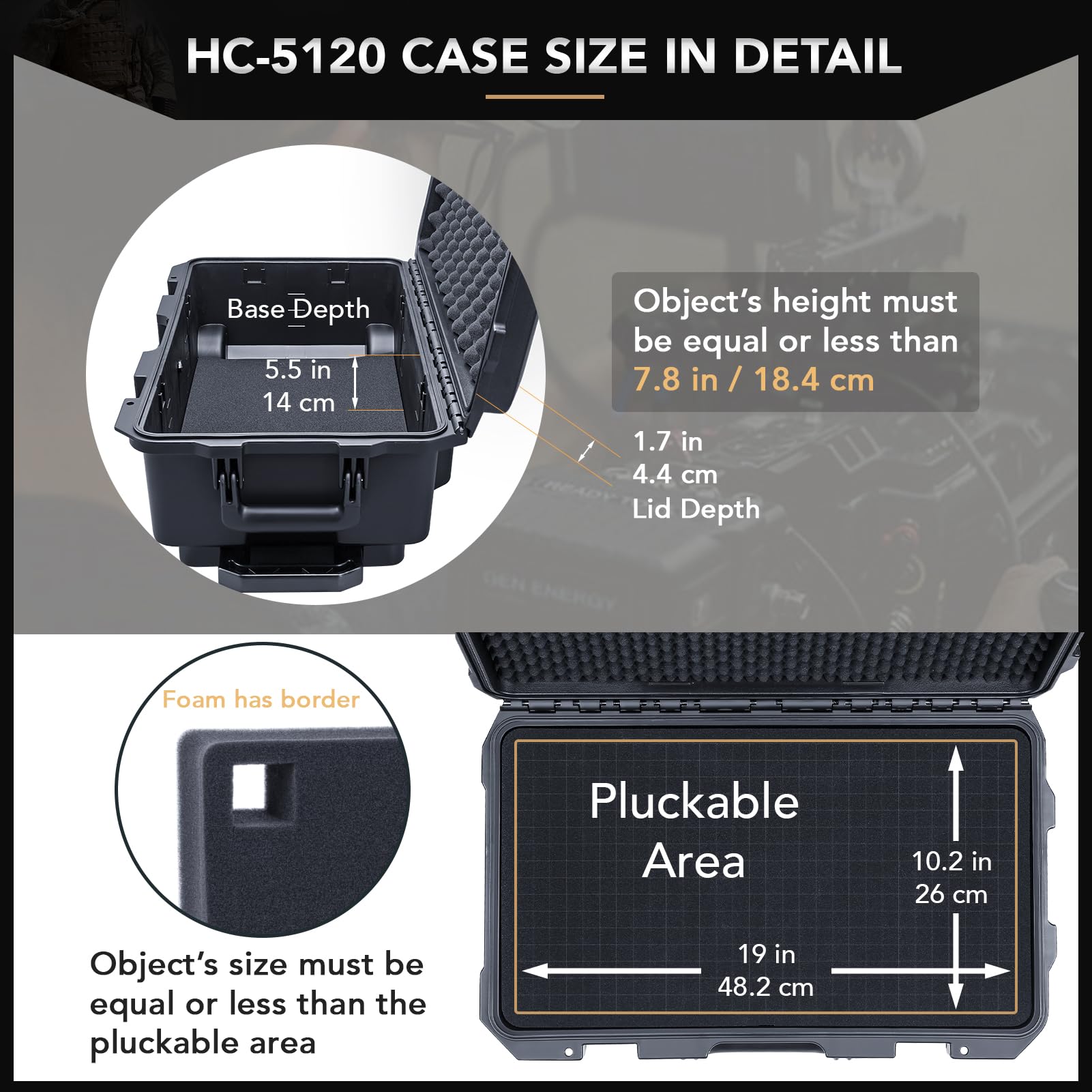 Lykus HC-3810 MaletÃ­n/Maleta/Estuche/Case Impermeable con Espuma, TamaÃ±o Interior 38x28x13.5 cm, Adecuado para CÃ¡mara RÃ©flex, Dron PequeÃ±o, VideocÃ¡mara, CÃ¡mara de AcciÃ³n y MÃ¡s