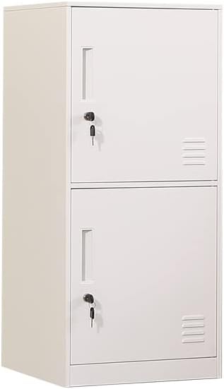 Casillero de almacenamiento vertical metálico de 2 puertas para habitación de niños, escuela, oficina, hogar, apilable, de acero, para juguetes y equipo deportivo, dispositivo antivuelco (2D,