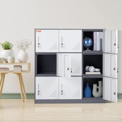 Metal Storage Cabinet with Wheels, 75'' Locking Steel Storage Cabinet with 2 Magnetic Doors and 4 Adjustable Shelves for Office, Garage, Home