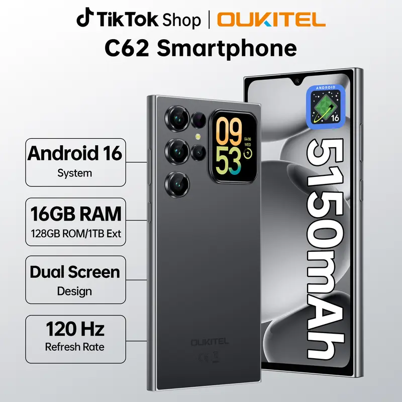 Smartphone Libre 16GB RAM + 256GB ROM, Batería 5150mAh, Android 15, OTG, Huella Dactilar y GPS
