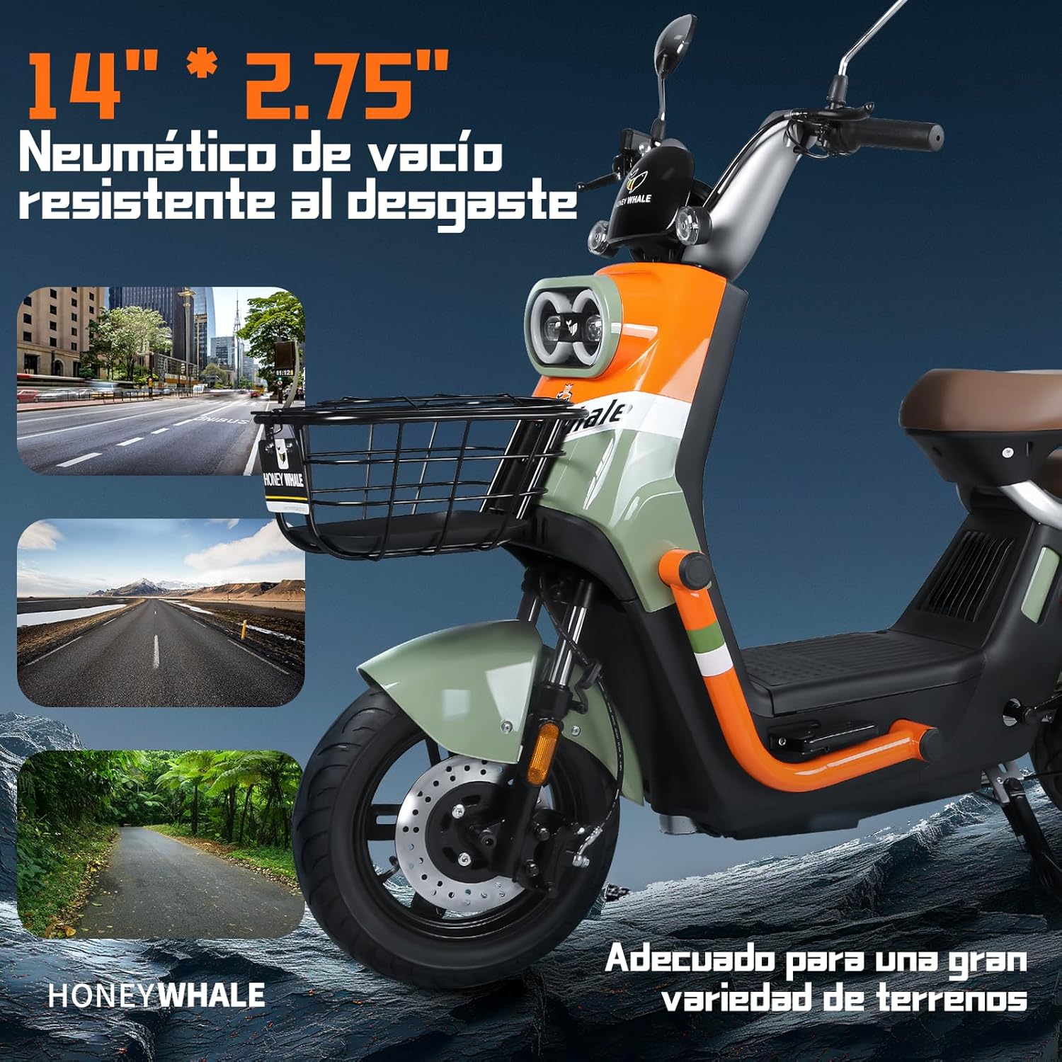 HONEYWHALE KC PRO Bicicleta Electrica para Adultos, Moto Electrica con Alarma, Potencia Motor Hasta 800W, Velocidad Máxima 45KM/H, Autonomía 60KM, Compatible con Desbloqueo NFC