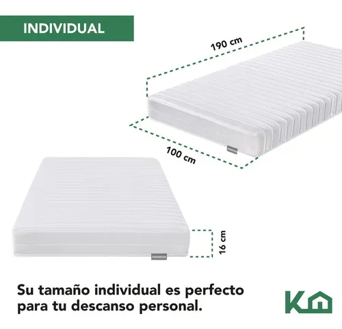 Colchon Individual En Caja Estructura De Resortes Blanco Kingshouse Espuma De Alta Densidad Memory Foam Antiacaros Hipoalergenico Peso Soportado 120kg Firmeza Comodidad Descanso Poliester