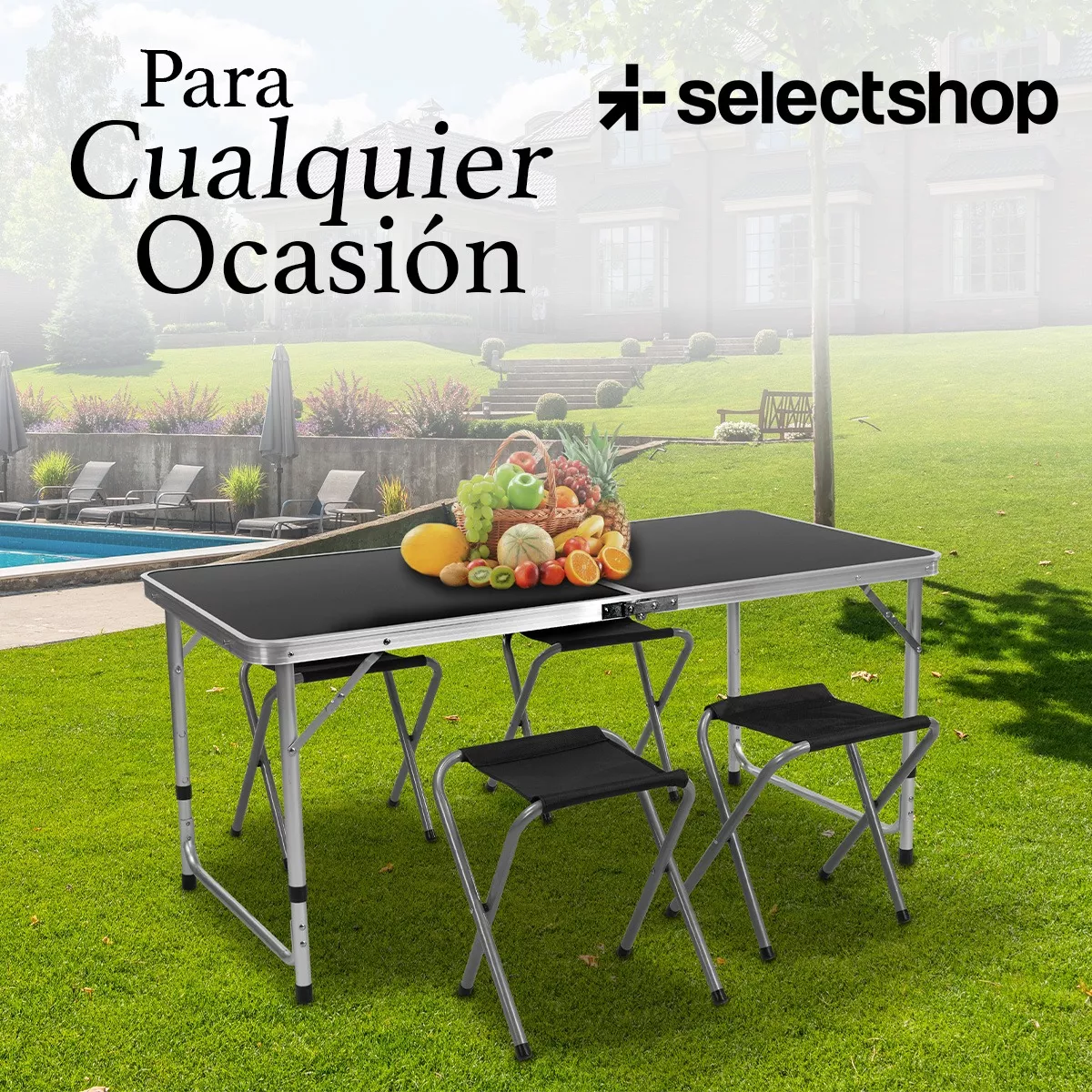 Mesa Plegable Tipo Portafolio 1.20 M Con 4 Sillas Portátiles-clavo