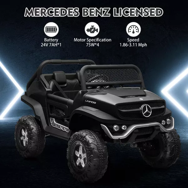 Camión de paseo de 24V para niños, coche eléctrico de 2 plazas con licencia Mercedes Benz para niños pequeños, juguete para montar con Control remoto