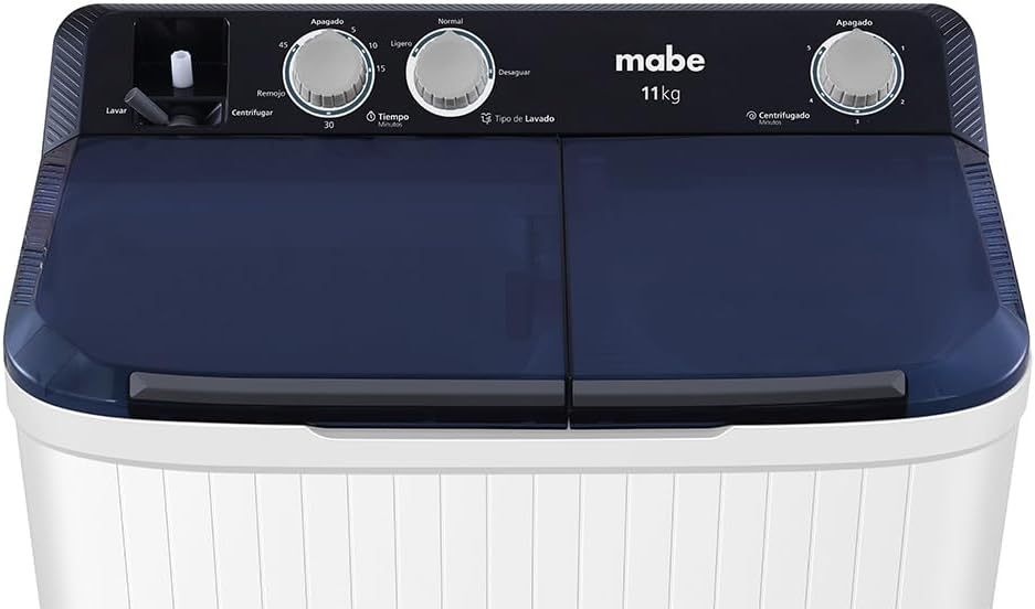 Mabe LMDX1123HBAB0 Lavadora Semi-Automática, 11 kg, color blanco