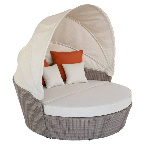 Sofá Lounge para Exterior Importado Tipo Mimbre con Toldo Retráctil
