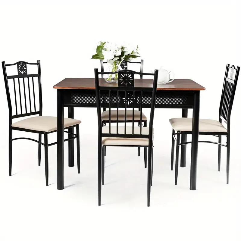 Conjunto de comedor Lifezeal de 5 piezas, mesa de metal y 4 sillas, muebles de cocina y desayuno.