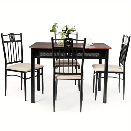Conjunto de comedor Lifezeal de 5 piezas, mesa de metal y 4 sillas, muebles de cocina y desayuno.