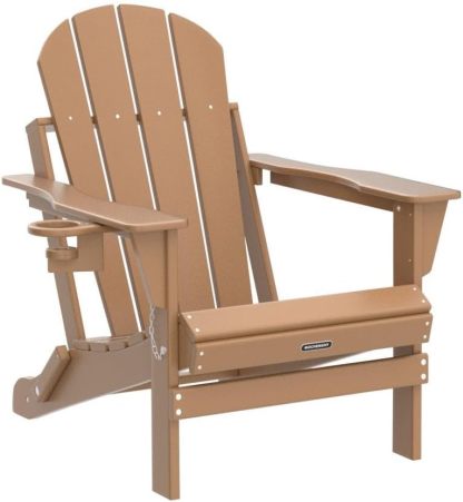 MUCHENGHY Sillas plegables Adirondack, sillas de patio, sillas para hogueras, sillas de exterior, sillas Adirondack de plástico, sillas de césped resistentes a la intemperie con portavasos para terraza, patio trasero, jardín (negro)