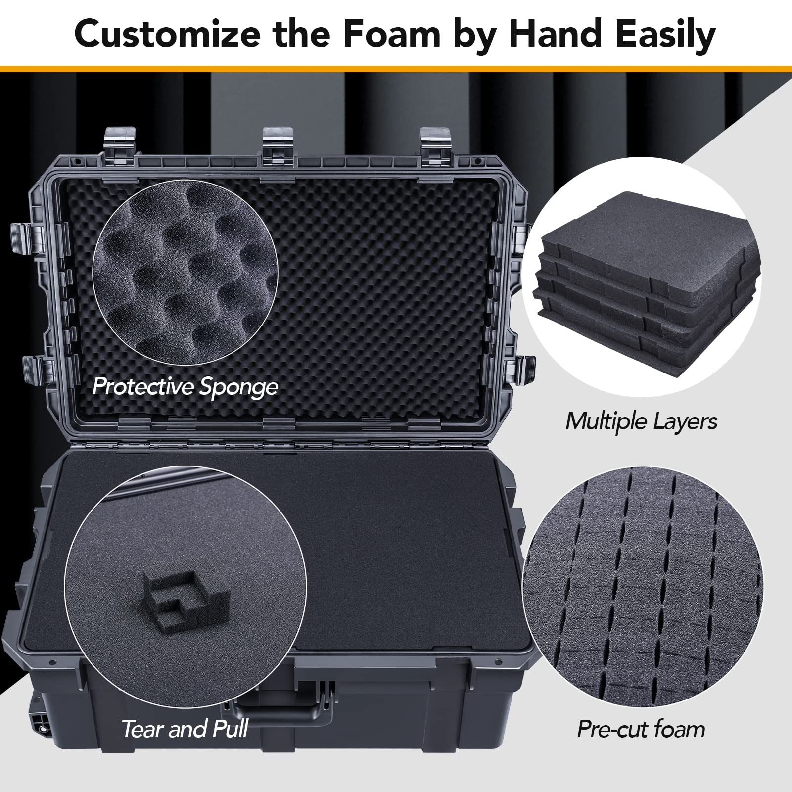 Lykus HC-3810 MaletÃ­n/Maleta/Estuche/Case Impermeable con Espuma, TamaÃ±o Interior 38x28x13.5 cm, Adecuado para CÃ¡mara RÃ©flex, Dron PequeÃ±o, VideocÃ¡mara, CÃ¡mara de AcciÃ³n y MÃ¡s