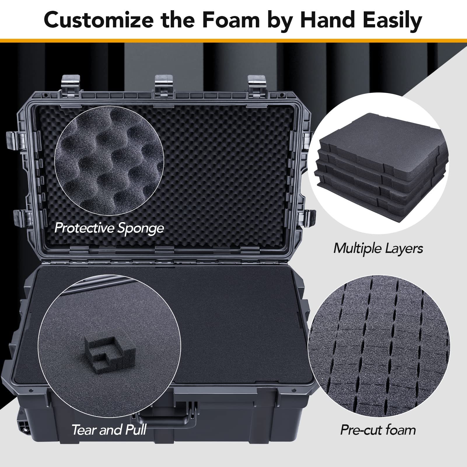 Lykus HC-3810 MaletÃ­n/Maleta/Estuche/Case Impermeable con Espuma, TamaÃ±o Interior 38x28x13.5 cm, Adecuado para CÃ¡mara RÃ©flex, Dron PequeÃ±o, VideocÃ¡mara, CÃ¡mara de AcciÃ³n y MÃ¡s