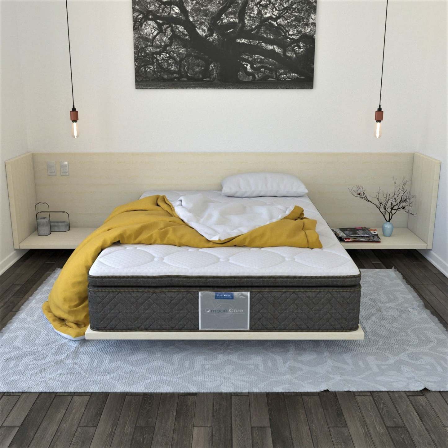 Colchón Matrimonial Restonic Mooncare 2 Almohadas Blanco
