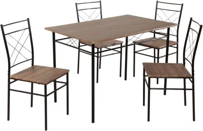 Kingshouse | Mesa de Comedor con 4 Sillas – Mesa de Madera MDF para 4 Personas – Estructura metálica – Moderna Minimalista – Juego de Mesa + 4 Sillas – Muebles para Cocina Restaurante y Cafeterías