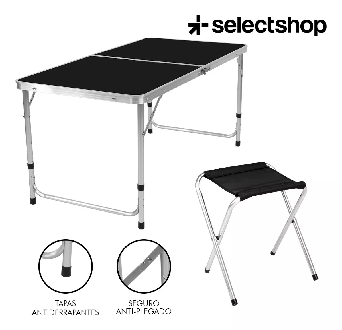 Mesa Plegable Tipo Portafolio 1.20 M Con 4 Sillas Portátiles-clavo