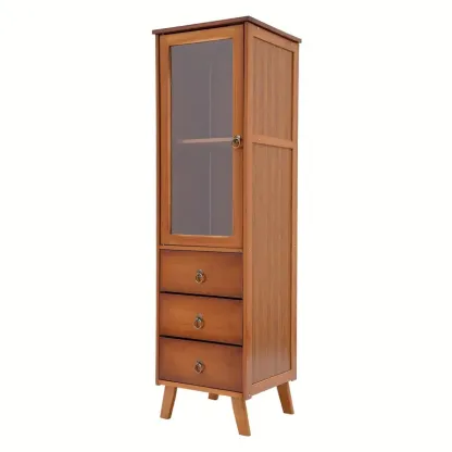 Armario/Alacenas de Madera, Aparador-32*29*110cm-Puerta Individual Tres Cajones
