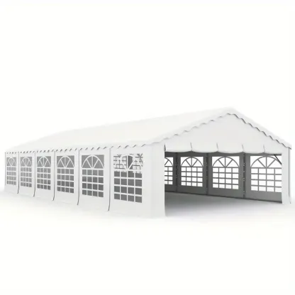 Carpa para fiestas al aire libre de alta resistencia de 20'x40'/50'/60', gran cenador para eventos con paredes laterales y paneles de ventana desmontables, bolsas de almacenamiento incluidas, ideal para bodas, barbacoas y festivales, color blanco.