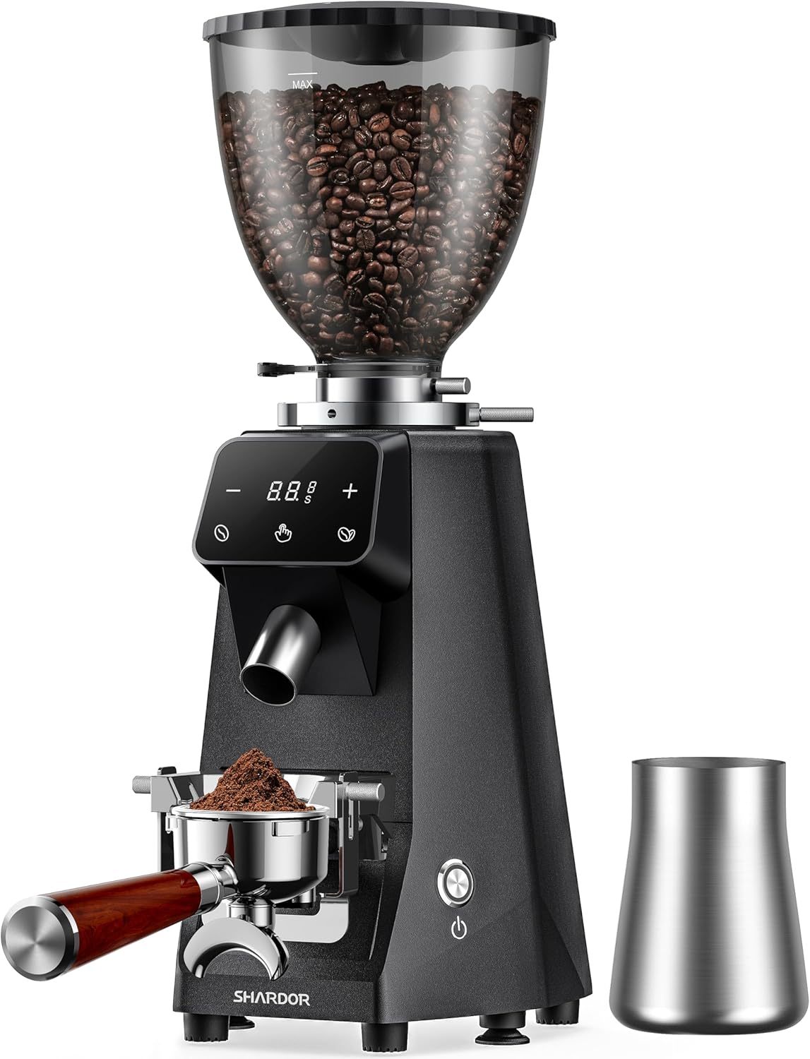 SHARDOR - Molinillo de cafÃ© de 64 mm, molinillo elÃ©ctrico de cafÃ© espresso para uso domÃ©stico con precisiÃ³n de grado comercial, 100 ajustes de molienda, carcasa de aluminio fundido a presiÃ³n, tolva de