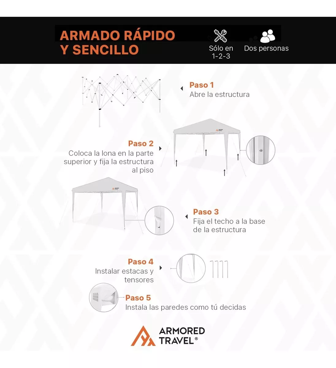 Toldo Con Paredes 3x3 M Carpa Retractil Premium Con Maleta