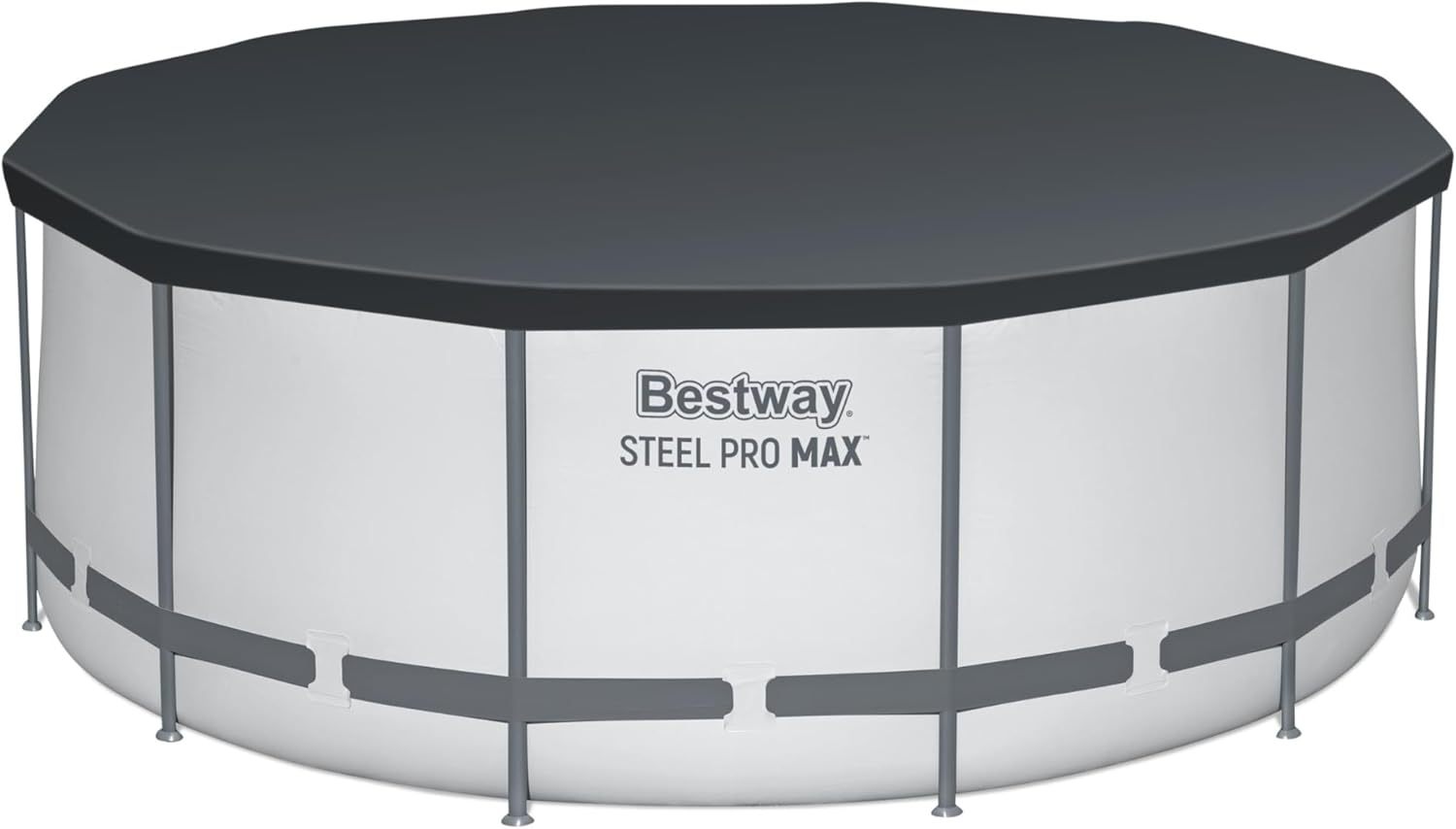BESTWAY 56421 Alberca con Estructura Redonda 3.66x1.22cm con Bomba y Filtro Gris, Gris
