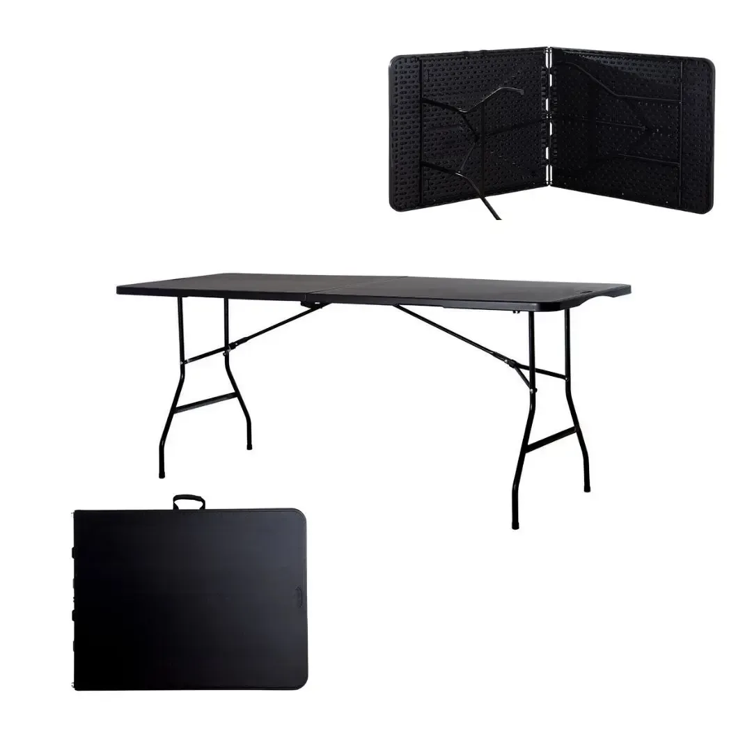 Paquete de 4 Mesas Plegables Blancas 180 cm para Eventos y Fiestas Cómodas y Prácticas