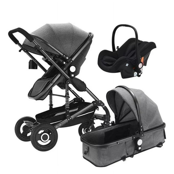 Cochecito de bebé 3 en 1 multifuncional Absorción de impactos Carro para recién nacidos Puede sentarse o acostarse Cochecito de bebé de lujo con paisaje alto ShopWise Round