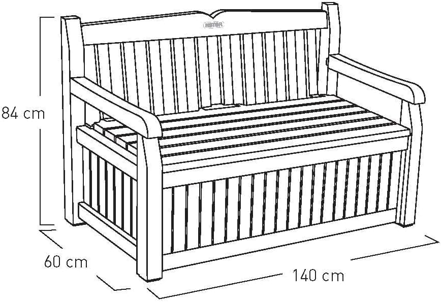 Keter Banco de jardín Eden, Caja de Almacenamiento de Jardin, Cerradura, Polipropileno, Blanco y Marrón