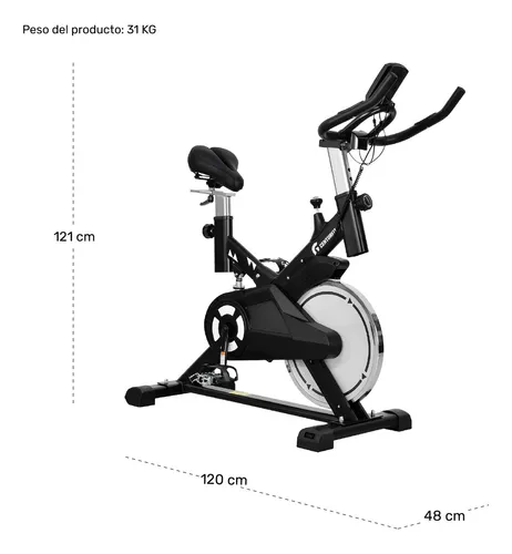 Bicicleta Spinning 15kg Gym Fija Centurfit Profesional Hogar Color Negro