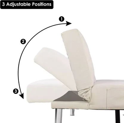 Sofá cama futón plegable portavasos de piel sintética marrón 