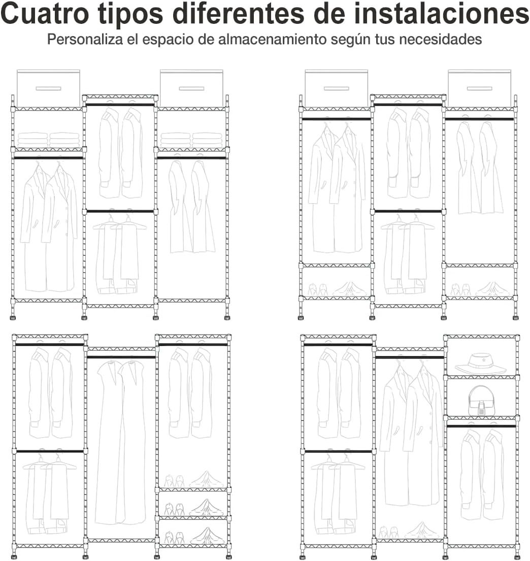 MXLENOBLE Estante de 5 repisas, Estantería de Almacenamiento Ajustable de estantes, Resistente en Ruedas de 4 Pulgadas, Estante Organizador de Metal, Cromado (IC085-B)