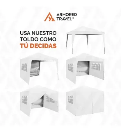 Toldo Con Paredes 3x3 M Carpa Retractil Premium Con Maleta