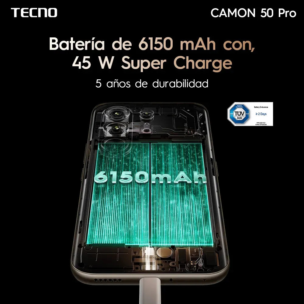 📱Tecno Camon 50 Pro Celular Desbloqueado, 8GB RAM + 256GB, Doble SIM, Pantalla AMOLED Curva 6.78" 144Hz, Batería 6150mAh, Cámara Triple 50MP
