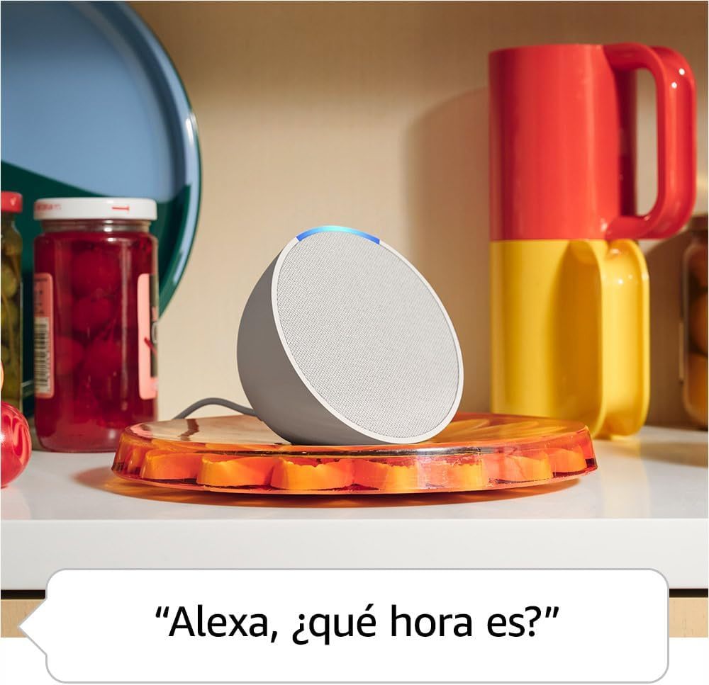 Amazon Echo Pop (modelo más reciente): nuestra bocina más pequeña que se adapta a cualquier habitación (negro), con el Acceso Anticipado de Alexa+