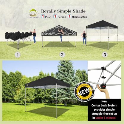 CROWN SHADES - Toldo desplegable para la Playa, fácil de armar, para el Aire Libre, Eventos, Fiestas, Campamento, Cubierta STO-N-Go, Parte Superior recubierta de Plata, 10 x 10 Pulgadas, Blanco