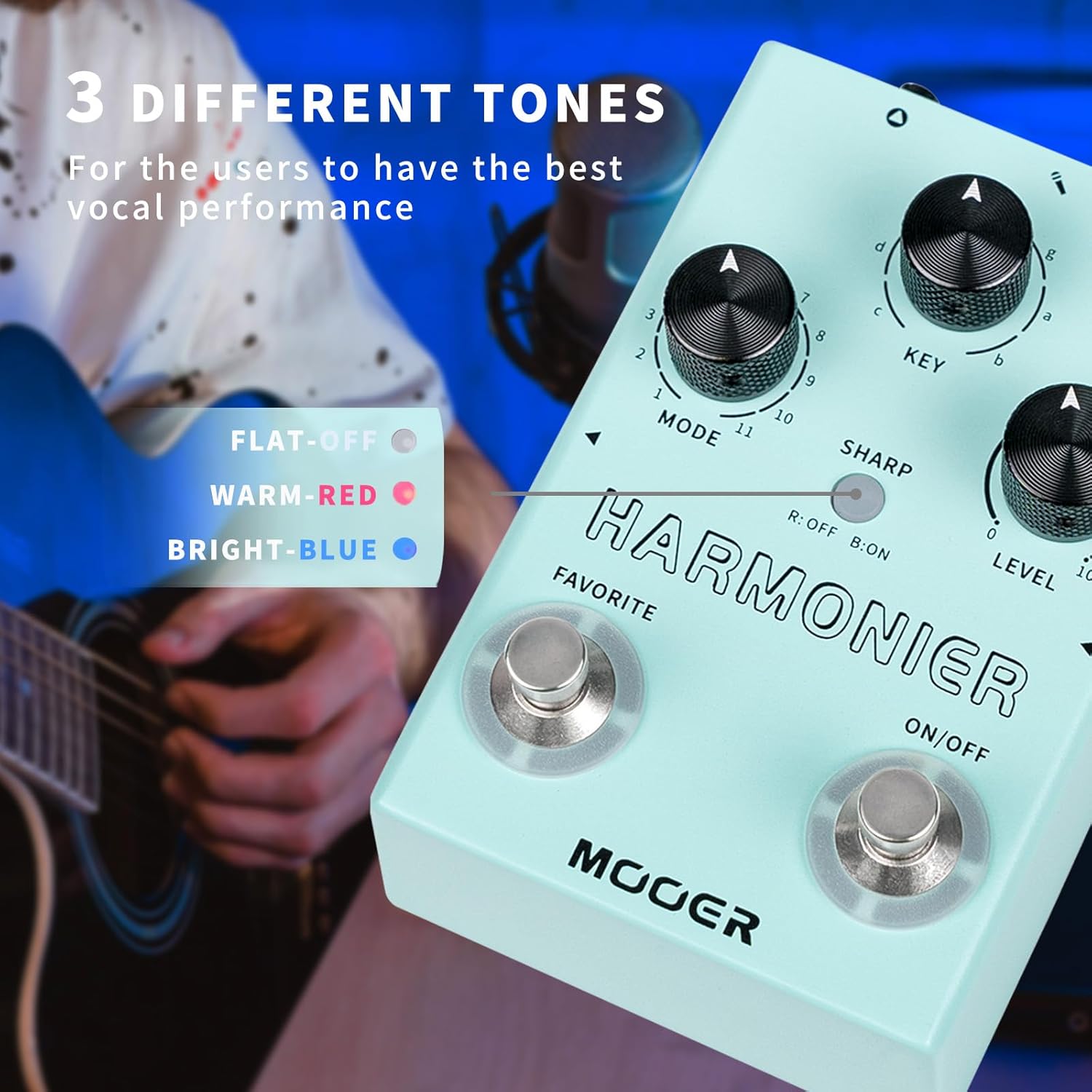MOOER Harmonier - Procesador de efectos vocales para guitarra, pedal vocal, micrófono para grabación de transmisión en vivo (MVP2)