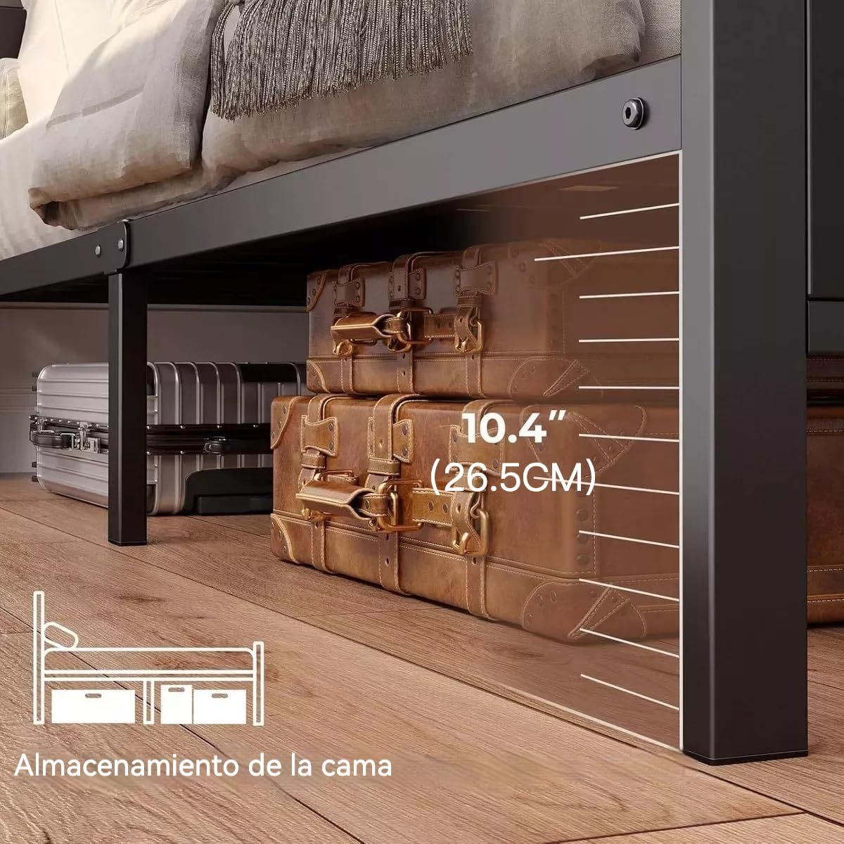 MAMALAND Base de Cama de tamaño matrimonial con estación de Carga, Marco de Cama LED con cabecera de Almacenamiento (Full)