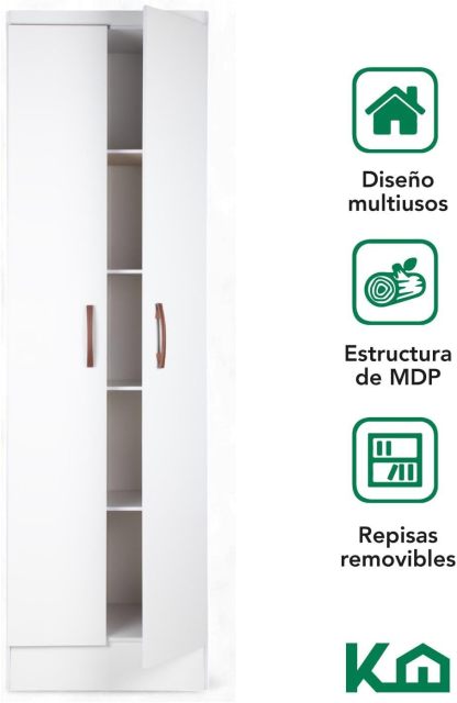 Kingshouse | Ropero De 6 Puertas con 2 Cajones – Color Café – Barra para Colgar – Estructura MDP – Mueble Organizador De Ropa – Armario para Casa, Recámara y Hogar