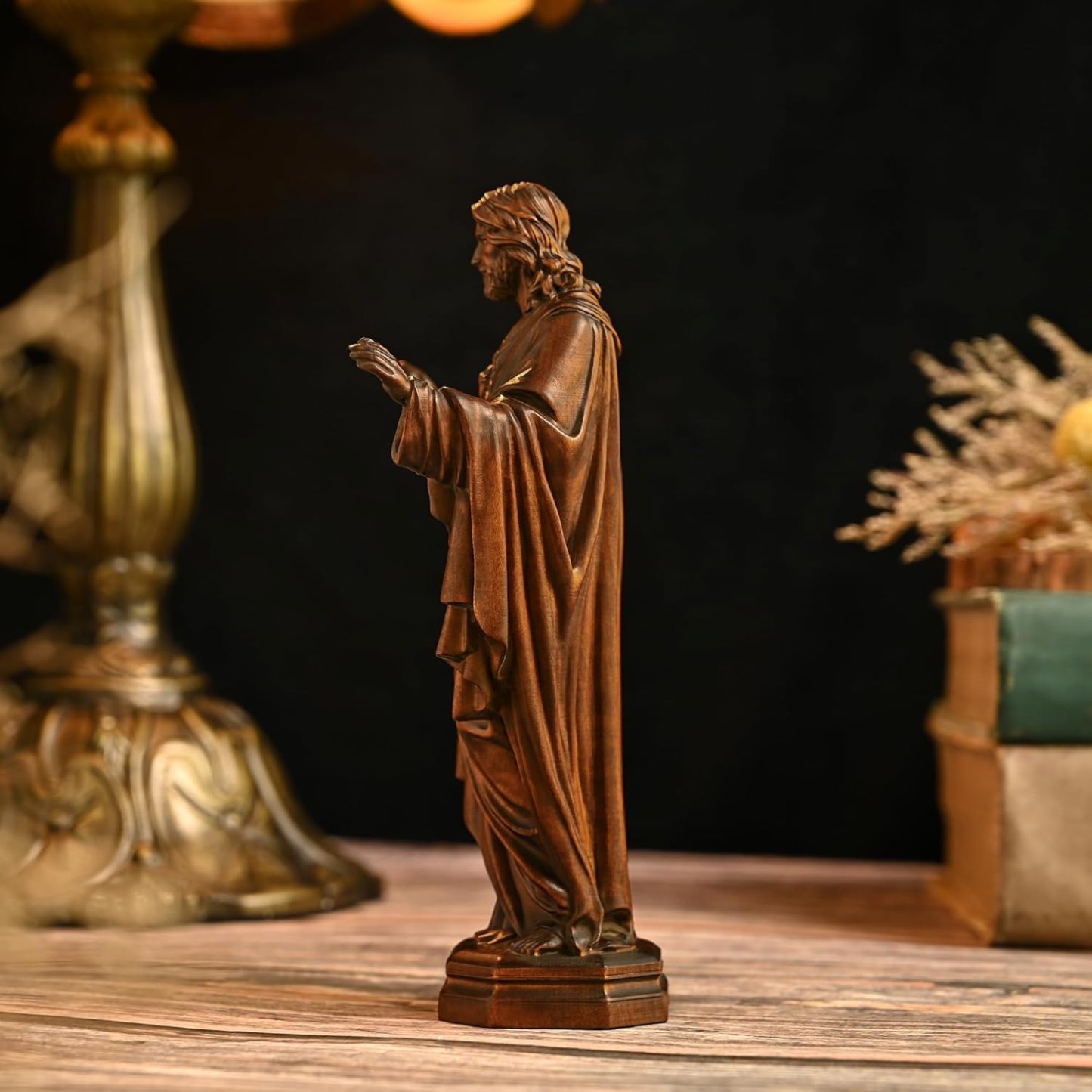 BGCOPPER - Estatua de madera de Virgen María, adorno de figura virgen católica, regalo religioso para decoración del hogar, Navidad, 8.6 pulgadas