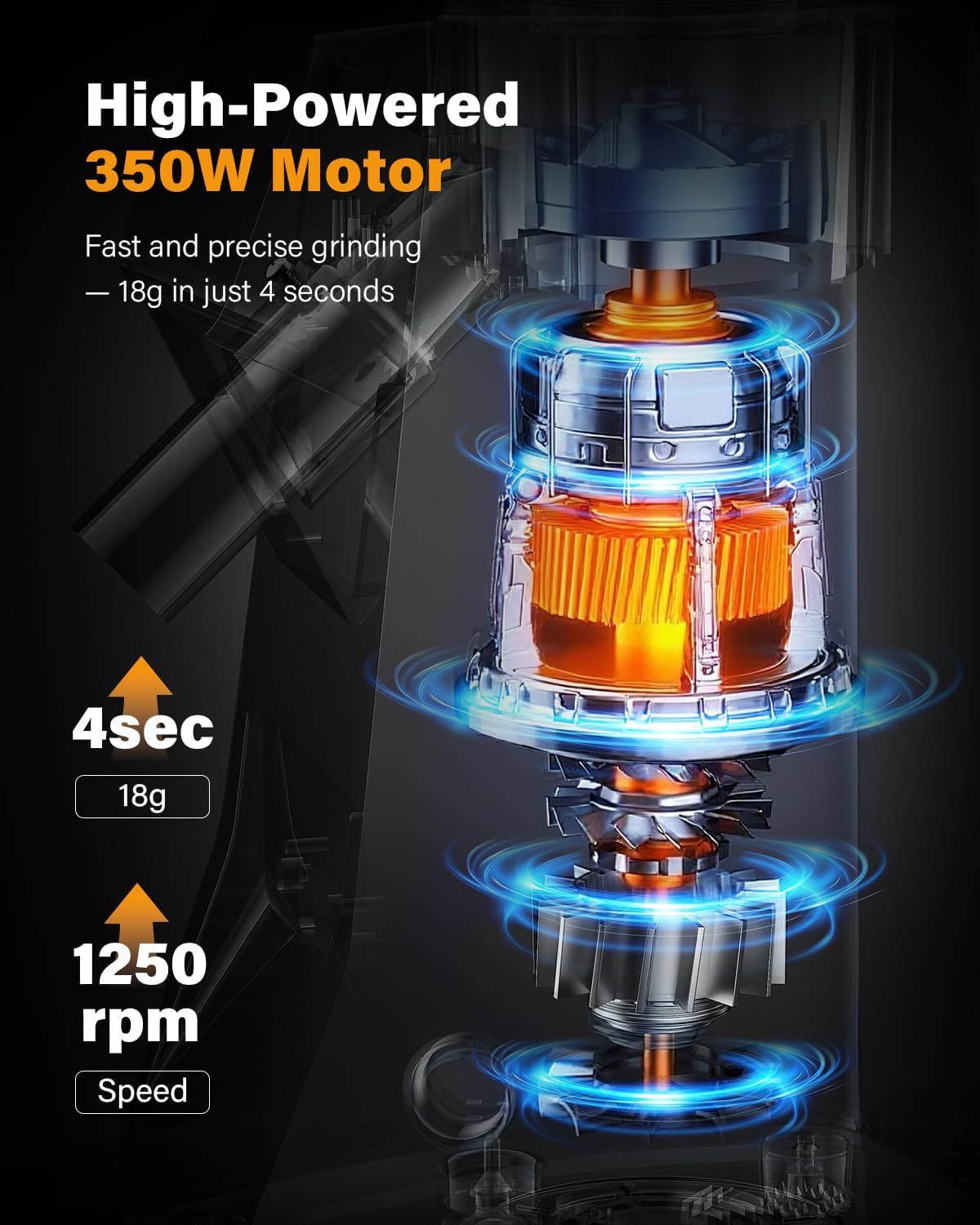 SHARDOR - Molinillo de cafÃ© de 64 mm, molinillo elÃ©ctrico de cafÃ© espresso para uso domÃ©stico con precisiÃ³n de grado comercial, 100 ajustes de molienda, carcasa de aluminio fundido a presiÃ³n, tolva de
