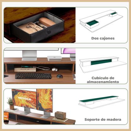 Meeyoga Escritorio Elevable Eléctrico - Mesa Vertical de 55 x 24 Pulgadas con Estante de Almacenamiento, Mesa Sentada con Paneles de Empalme, Estación de Trabajo Ergonómico Lifting Table